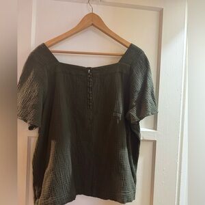 Madewell Textured Dark Green Blouse